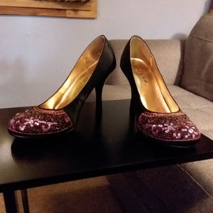 Wild Diva Black Satin Sequin Shoes